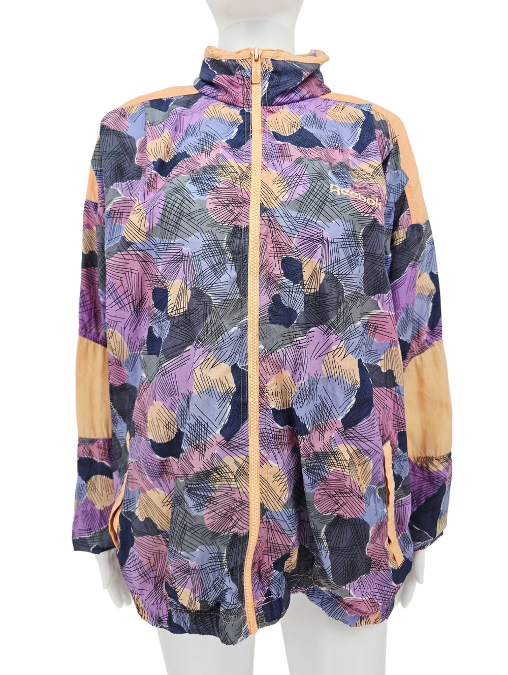 Y2K Vintage Men's Reebok Windbreaker Hooded Jacket M